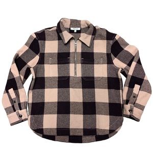 Madewell Waffle Half-Zip Popover Plaid Long Sleeve Shirt Size XS